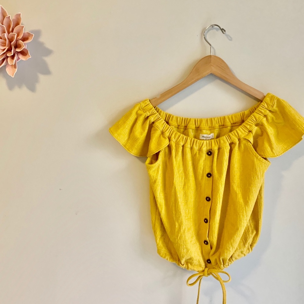 Yellow Madewell over the shoulder Blouse